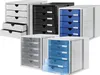 A collage of different colored drawer units. Voir les images du produit