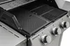 Close-up view of a gas grill's cooking surface and control panel. Náhled obrázku produktu