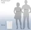 A product image showing an air purifier next to silhouettes of two people to indicate scale, with dimensions provided. Produktbild-Vorschau