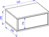 A line drawing of a hanging nightstand with dimensions indicated. Voir les images du produit