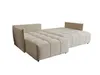 A beige sectional sofa with a pull-out bed function, shown in an extended position. Produktbild-Vorschau