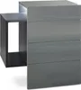 A modern, gray, high-gloss nightstand with a matte black side compartment. Produktbild-Vorschau