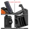 A collage of four close-up images showing different features of a portable emergency radio. Náhled obrázku produktu