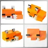 A collage of four images showing a Minecraft-style fox toy from different angles. Voir les images du produit