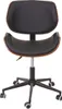 A black and brown office chair with a wooden frame is shown against a white background. Podgląd zdjęcia produktu