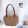 Retro Stroh-Strandtasche mit Reißverschluss – Produktbild-Vorschau 2