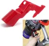 A red trigger switch for a vacuum cleaner is shown, with an inset image demonstrating its use on a vacuum cleaner. Produktbild-Vorschau