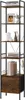 A tall, narrow bookshelf with a rustic brown finish and black metal frame, displaying various decorative items and books. Produktbild-Vorschau
