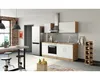 A modern kitchen setup with white cabinets, a refrigerator, and a dining table. Náhled obrázku produktu