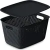 A black plastic storage basket with a lid, shown from a slightly elevated angle. Produktbild-Vorschau