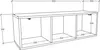 A line drawing diagram of a wall-mounted shelf unit with dimensions indicated. Voir les images du produit