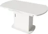 A white oval dining table with a pedestal base, shown from a slight angle against a white background. Náhled obrázku produktu