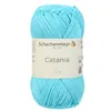 A ball of turquoise yarn with a label. Náhled obrázku produktu