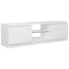A white TV stand with two cabinet doors and a central open shelf with a glass shelf. Produktbild-Vorschau