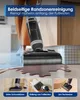 A person is using a wet dry vacuum cleaner to clean up a spill on the floor, with close-up shots of the vacuum cleaning along edges and around furniture. Produktbild-Vorschau