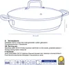 A line drawing of a serving pan with dimensions and descriptive text in multiple languages. Podgląd zdjęcia produktu