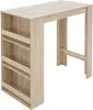 A light brown wooden bar table with a three-tiered shelf on one side, shown against a white background. Náhled obrázku produktu