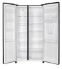 An open side-by-side refrigerator with empty shelves. Produktbild-Vorschau