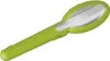 A green and white utensil set with a case. Voir les images du produit