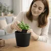 5 Blumentöpfe Schwarz Blumenvase Übertöpfe Pflanztop Set Produktbild-Vorschau 5