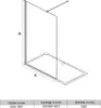 A technical drawing of a shower screen with dimensions and labels. Anteprima dell’immagine prodotto