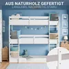 A white triple bunk bed in a child's bedroom with blue walls and decorative elements. Náhľad obrázku produktu