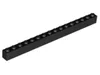 A single black Lego brick with 16 studs is shown diagonally against a white background. Podgląd zdjęcia produktu