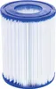 A white pool filter with blue ends, isolated on a white background. Podgląd zdjęcia produktu