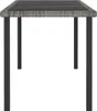 A rectangular table with a woven top and dark legs, shown from a side view against a white background. Produktbild-Vorschau