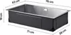 A diagram of a stainless steel sink with dimensions indicated by text and lines. Anteprima dell’immagine prodotto