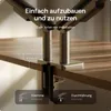 A monitor mount attached to a desk, showing two installation options. Produktbild-Vorschau