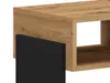 A close-up view of a modern piece of furniture, likely a nightstand or side table, with a wood-grain texture and a black accent panel. Produktbild-Vorschau
