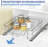 A pull-out cabinet drawer with jars of pasta and a container inside. Náhľad obrázku produktu