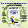A product shot of Arctic Blue Omega-3 soft gummies with marketing text highlighting its features and benefits. Produktbild-Vorschau