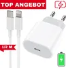 A white USB-C to Lightning charging cable and a white USB-C power adapter are shown against a white background. Text overlays indicate a special offer and product details. Produktbild-Vorschau