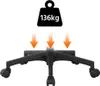 An illustration showing a chair base with arrows indicating weight distribution from a superimposed weight symbol labeled '136kg'. Produktbild-Vorschau