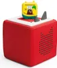 A red cube-shaped audio player with a yellow figurine on top. Anteprima dell’immagine prodotto