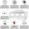 A diagram illustrating the features of a white pop-up canopy tent. Voir les images du produit