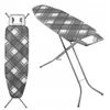 Two views of a foldable ironing board with a checkered pattern. Produktbild-Vorschau