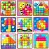 A collage of nine different mosaic button art pictures, each featuring a distinct design. Produktbild-Vorschau
