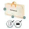 A diagram showing the dimensions of a folded mat and icons indicating suitability for storage and transport. Anteprima dell’immagine prodotto