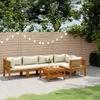 6-tlg. Garten-Lounge-Set mit Creme Kissen Massivholz Akazie Produktbild-Vorschau 2
