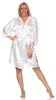 Damen Morgenmantel kurzer Kimono Satin mit Spitze;  Ecru/L Produktbild-Vorschau 1