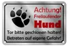 Blechschild Hinweis 18x12cm Achtung Freilaufender Hund Produktbild-Vorschau 1