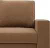 A close-up view of a brown sofa. Produktbild-Vorschau