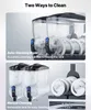 The image shows two different cleaning methods for a commercial frozen drink maker. The top section illustrates the 'Auto-Cleaning Mode' with the tanks attached, while the bottom section shows 'Manual Cleaning' with removable tanks. Produktbild-Vorschau