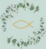 RP 20 Servietten Communion Branches green - Fisch im Kranz Produktbild-Vorschau 1