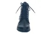 A front view of a black lace-up boot. Voir les images du produit