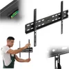 A collage of images showing a TV wall mount and a person installing it. Produktbild-Vorschau