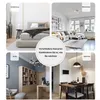 A collage of four different room scenes: a bedroom, a living room, a study, and a dining room, with text in the center. Produktbild-Vorschau